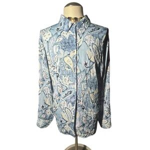 AVENUE Women’s Floral Print Bling Button Up Plus Artsy Comfy Grandmacore 30/32